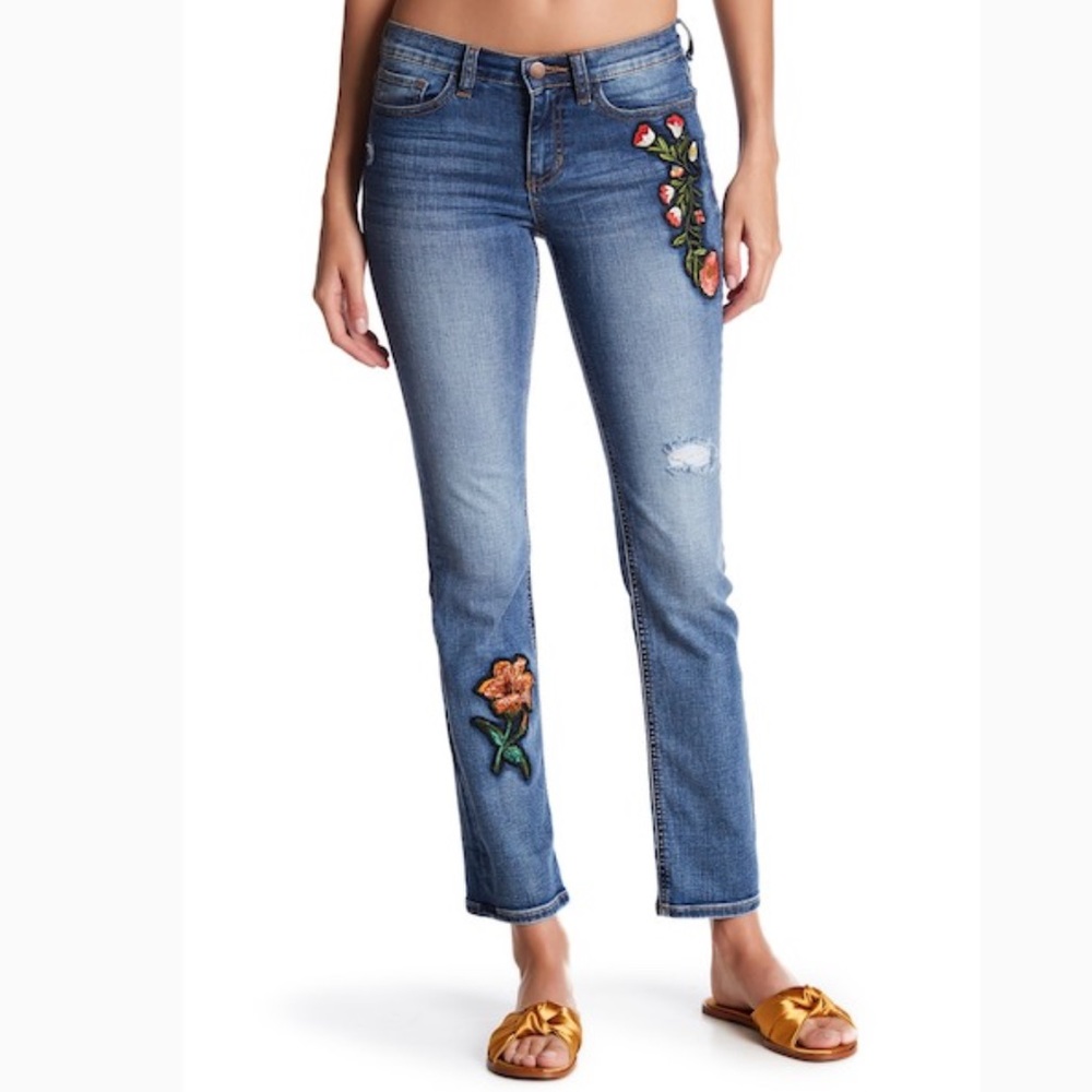 SP black embroidery mid rise jeans